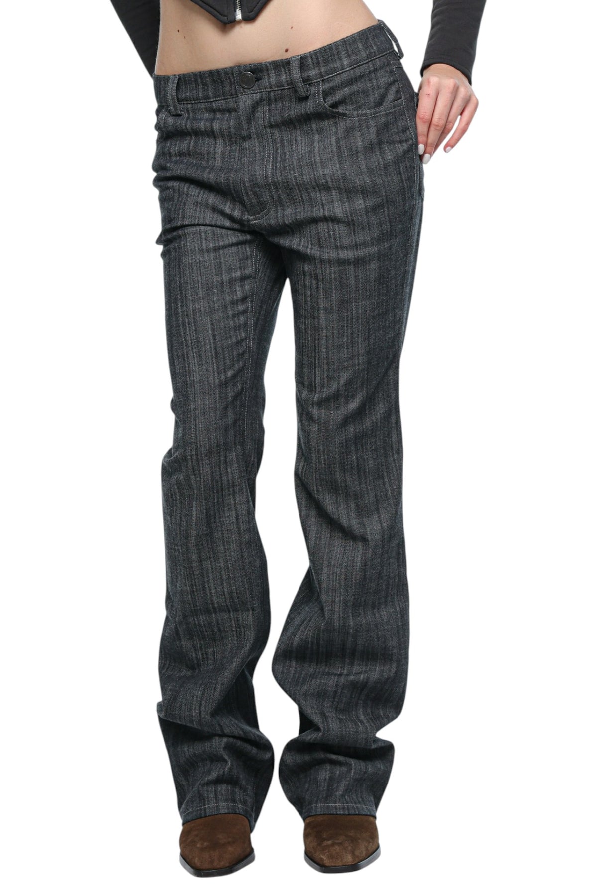 Women Bootcut Denim Washed Charcoal