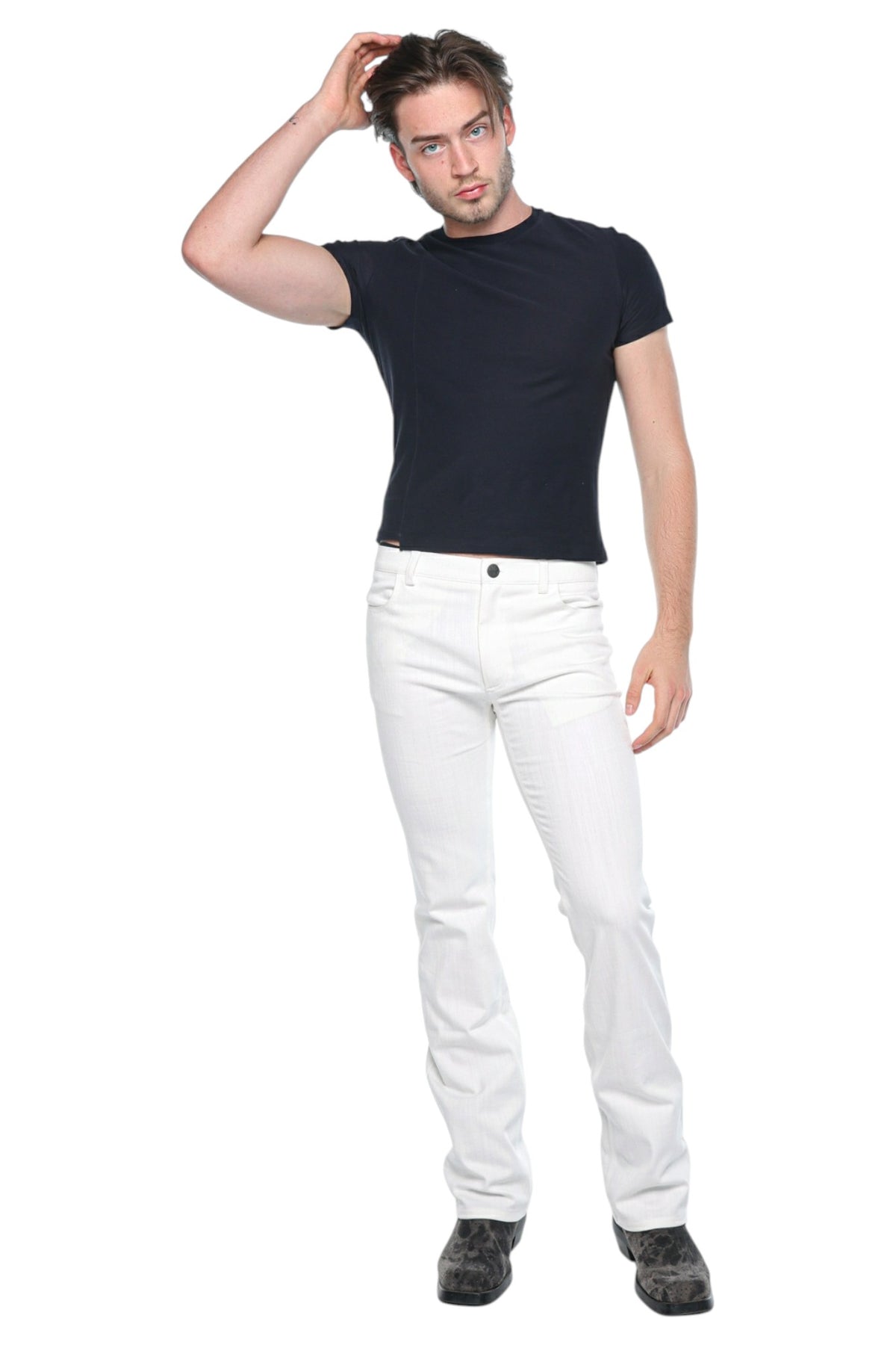 Men Bootcut Denim Frost White