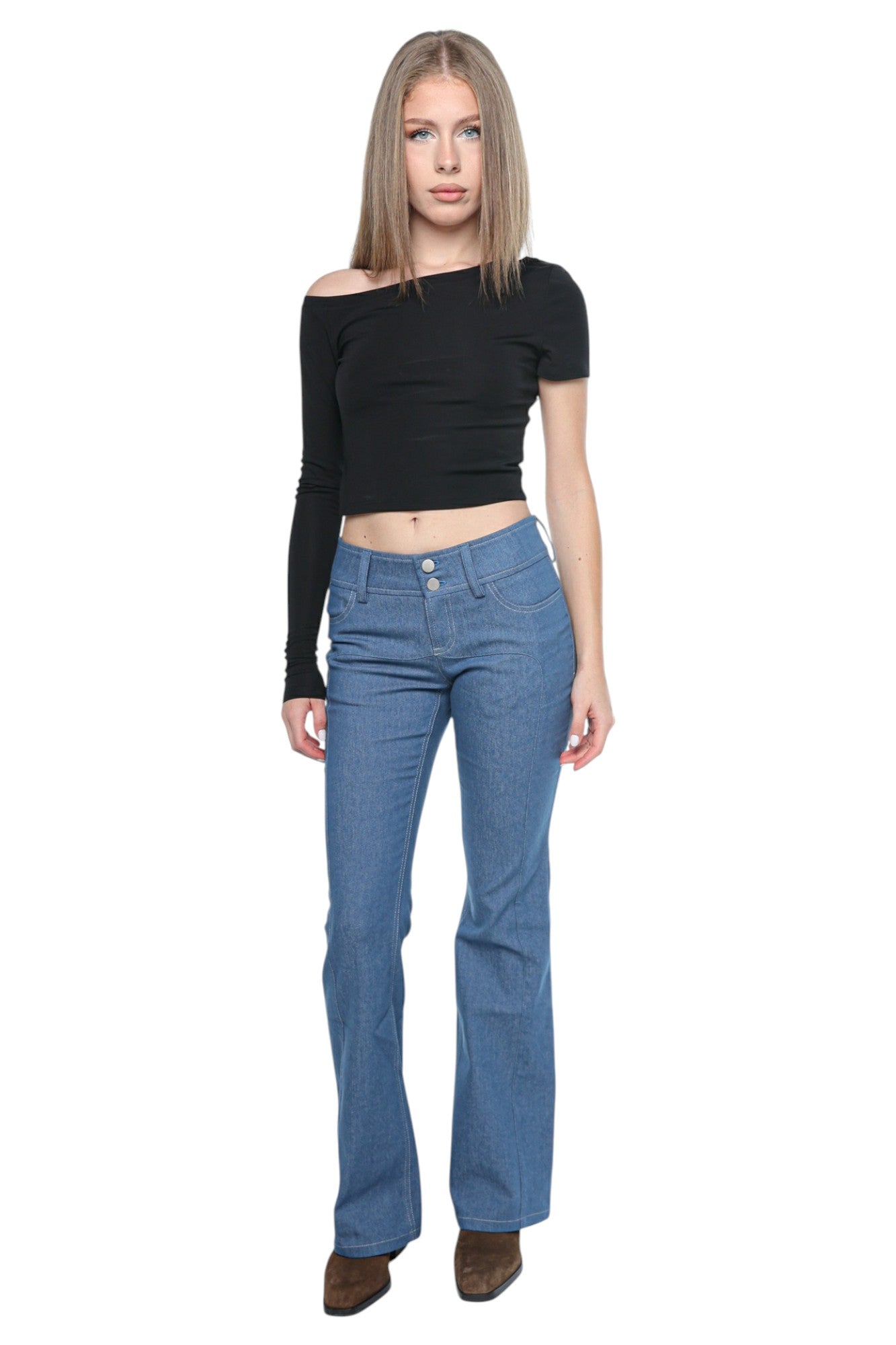 Angular Off-Shoulder Black Top