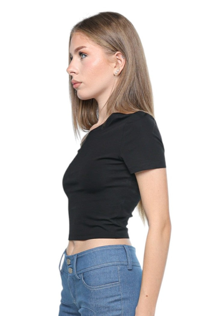 Angular Off-Shoulder Black Top