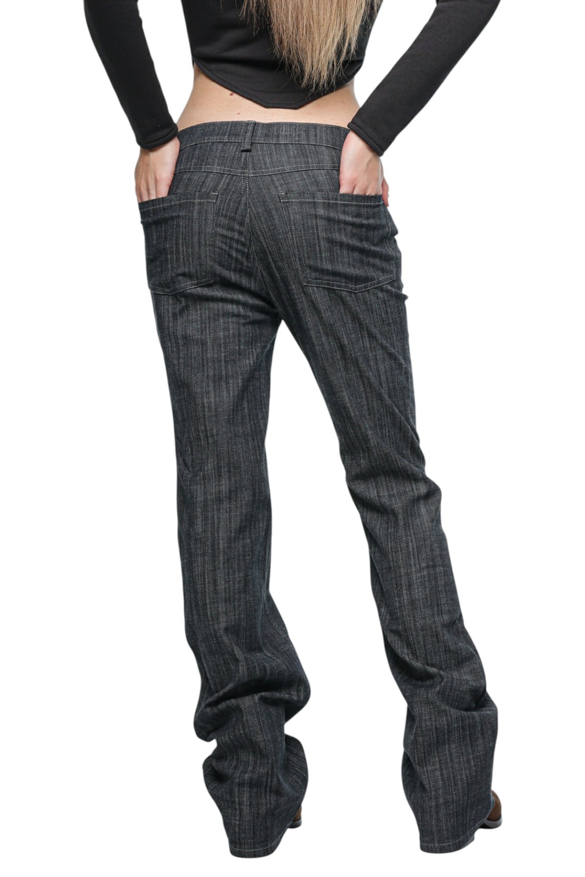 Women Bootcut Denim Washed Charcoal