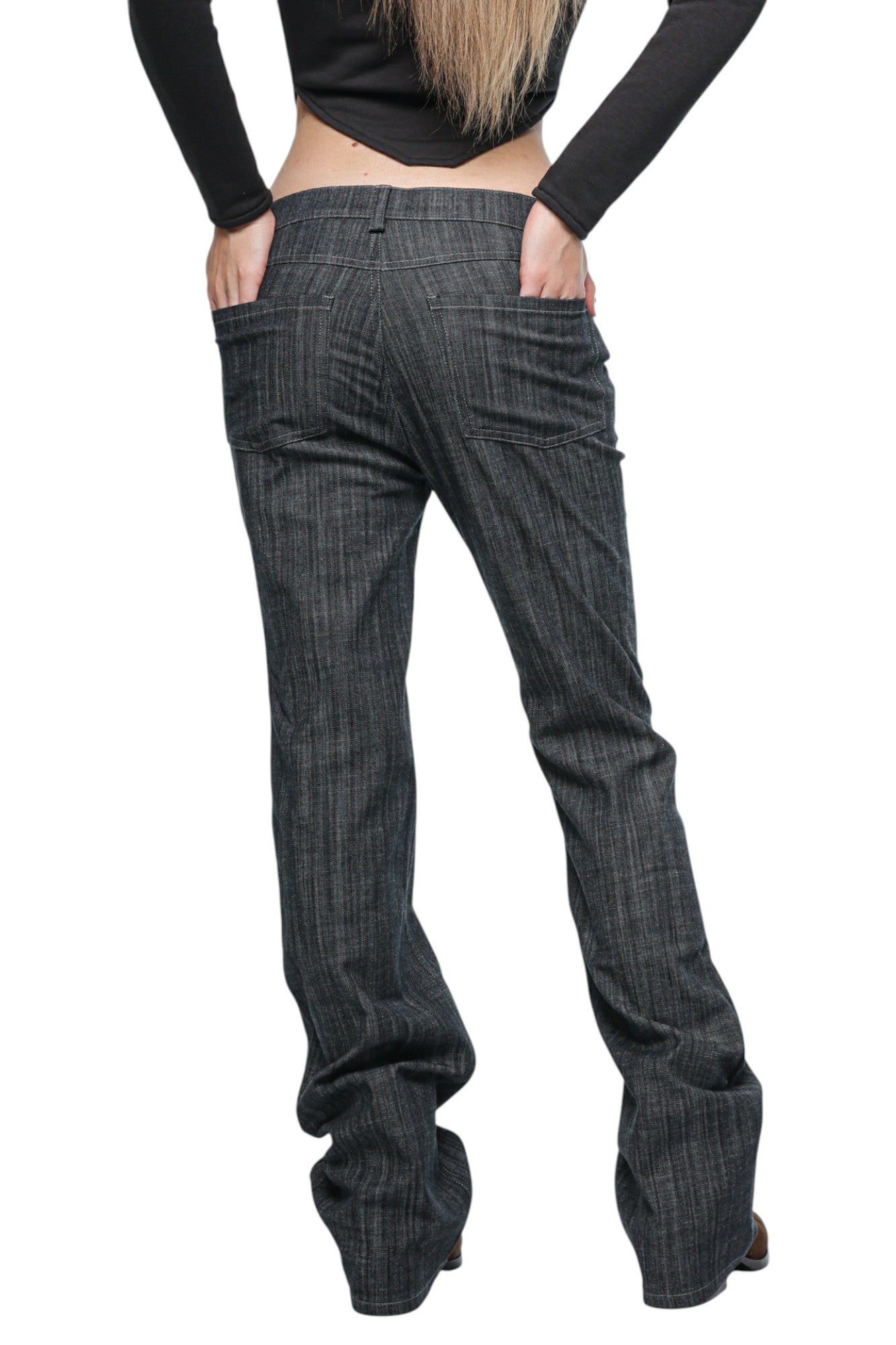Women Bootcut Denim Washed Charcoal