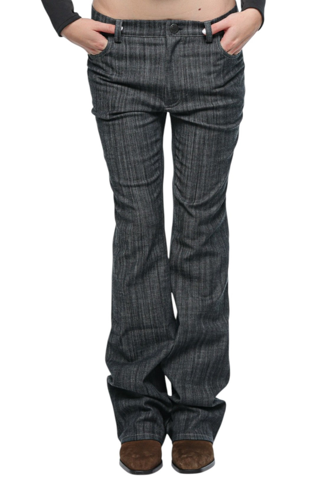 Women Bootcut Denim Washed Charcoal