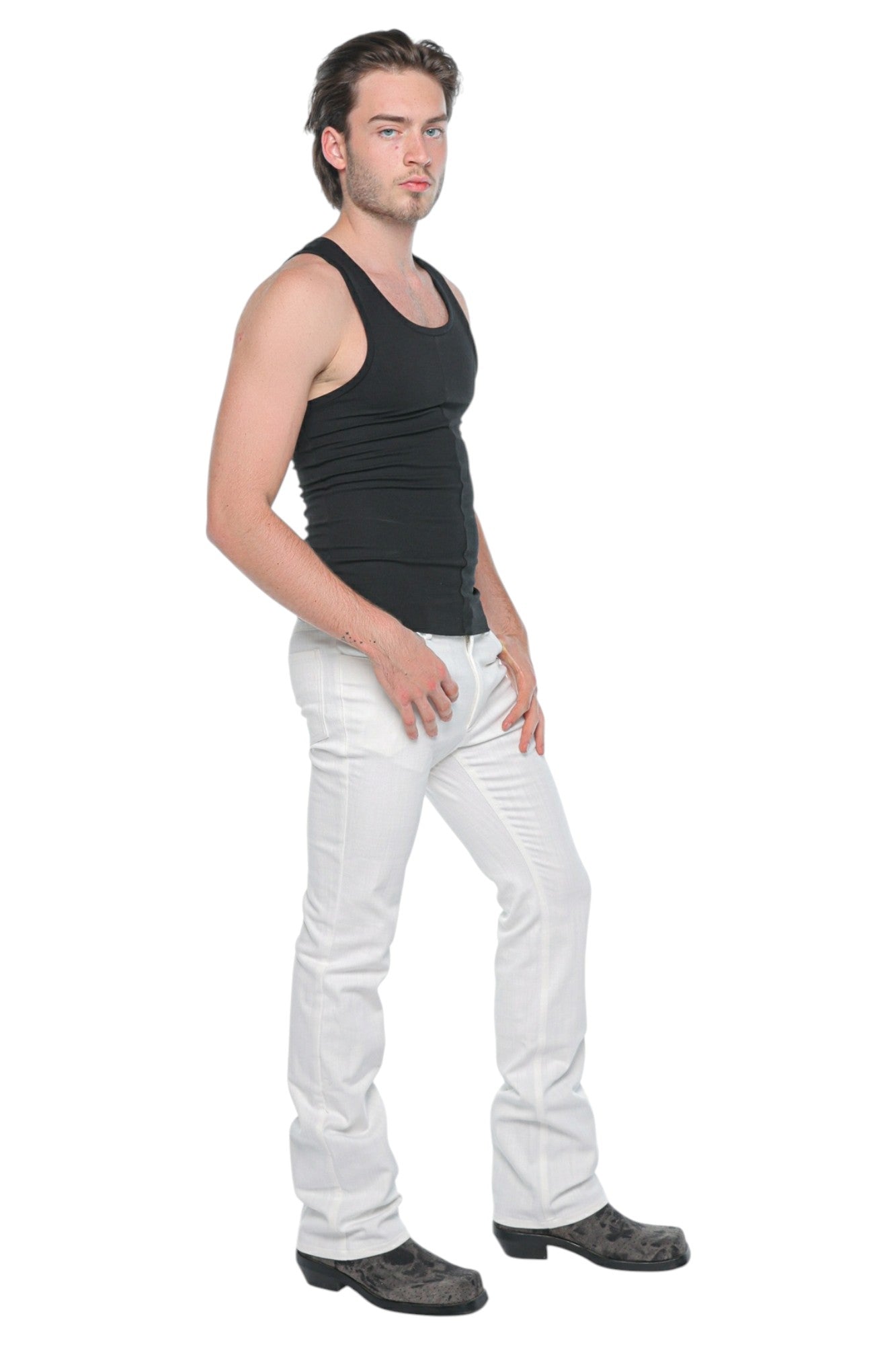 Linear Ribbed Tank Top Black