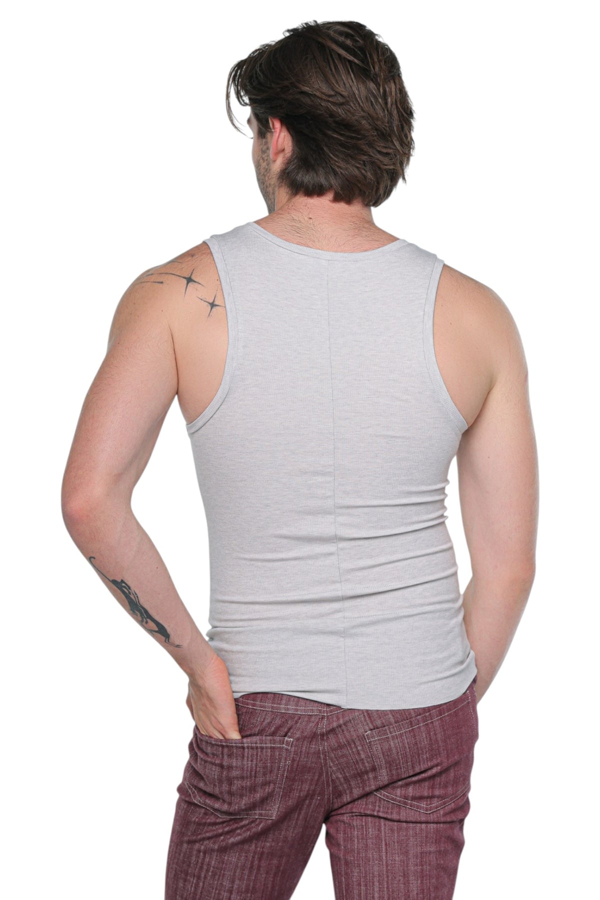 Linear Ribbed Tank Top Light Grey