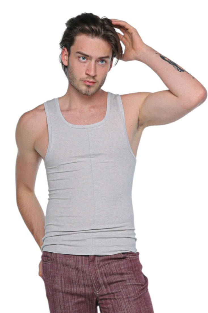 Linear Ribbed Tank Top Light Grey
