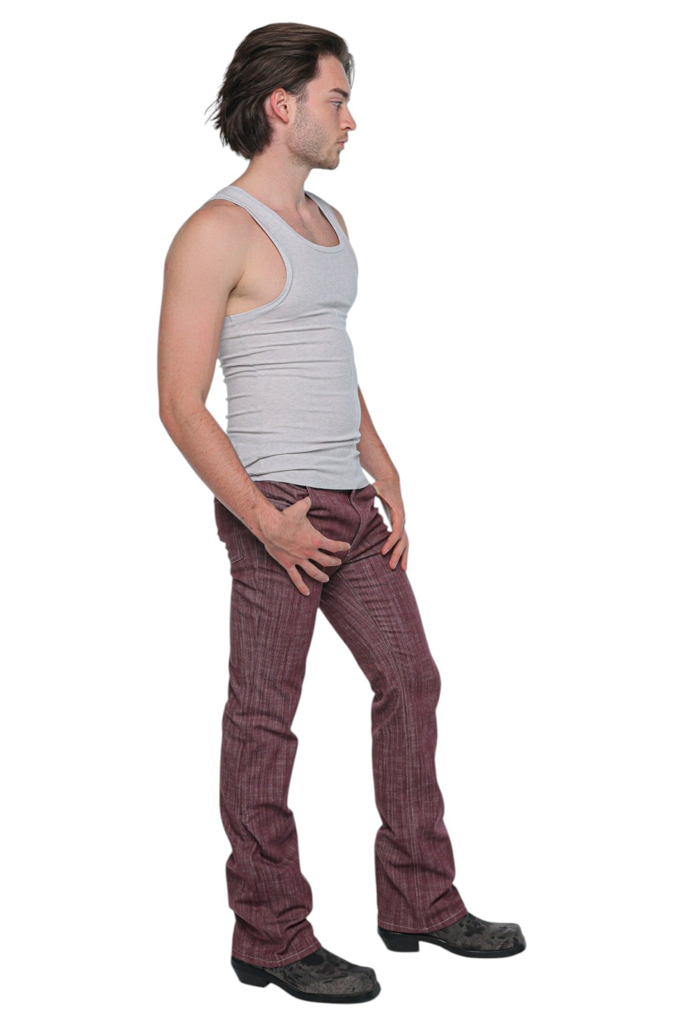 Linear Ribbed Tank Top Light Grey