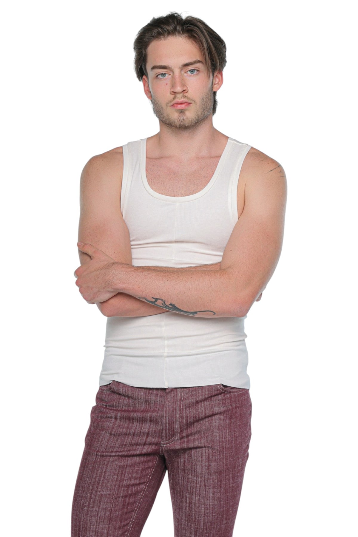 Linear Ribbed Tank Top White