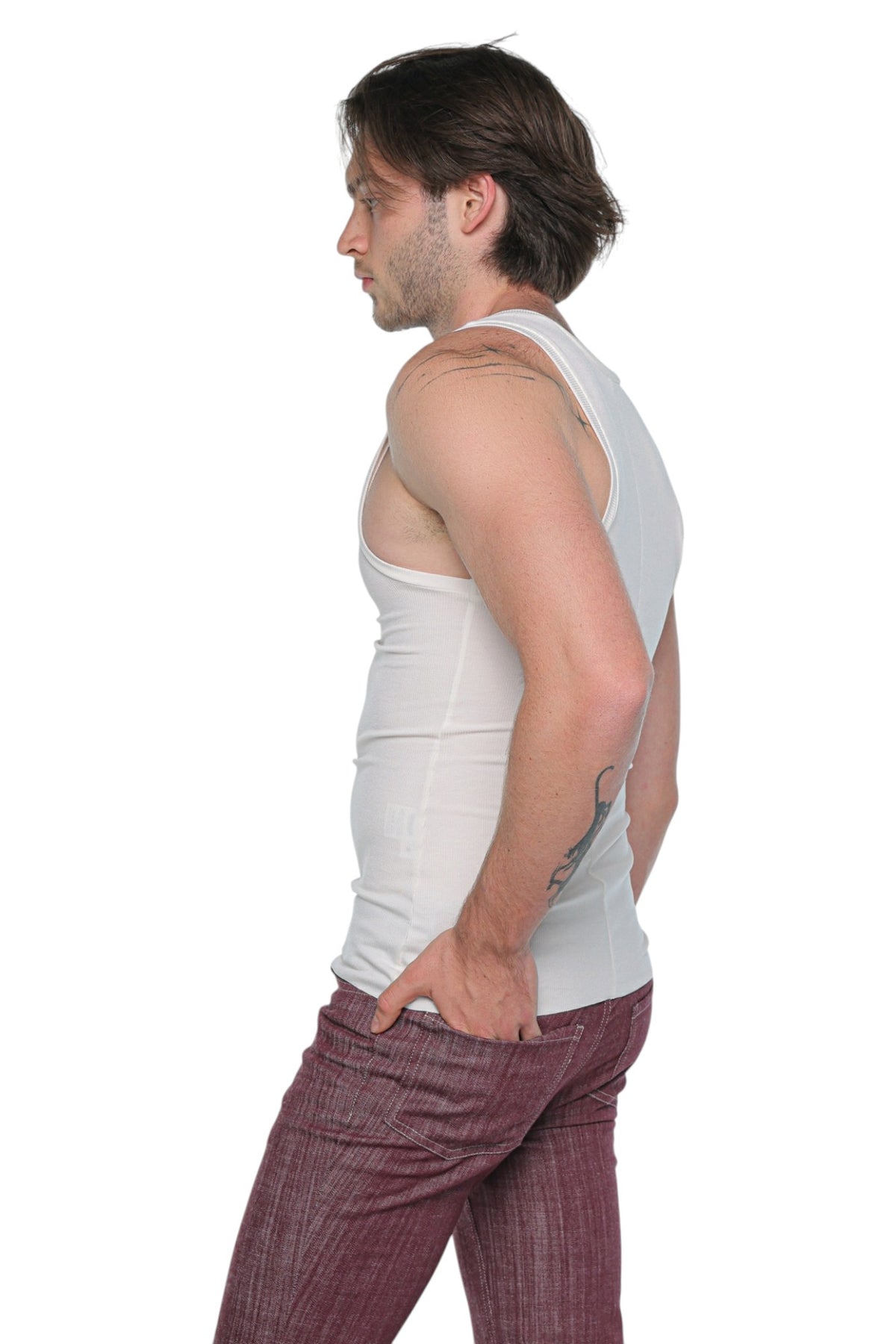 Linear Ribbed Tank Top White