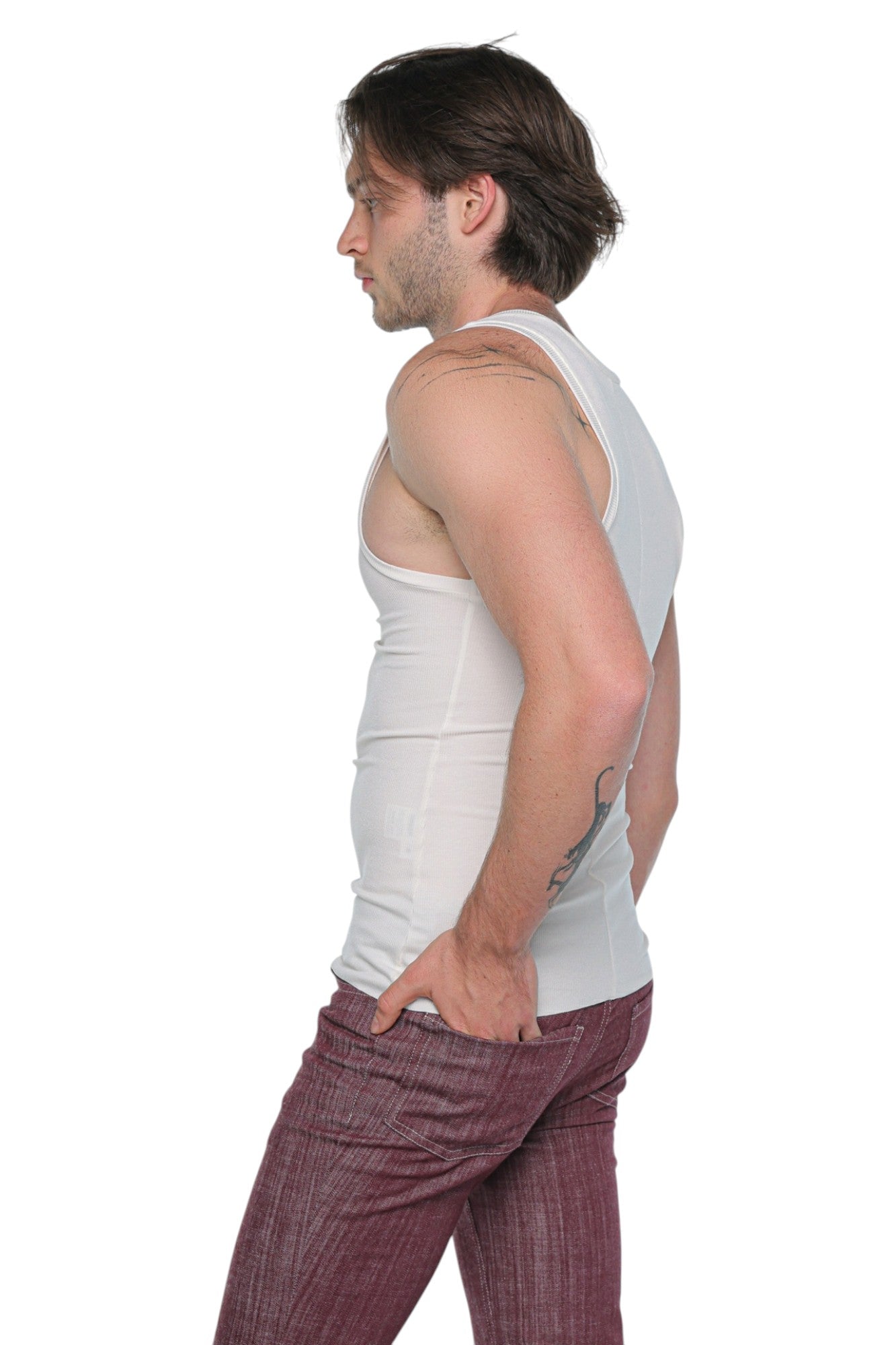 Linear Ribbed Tank Top White