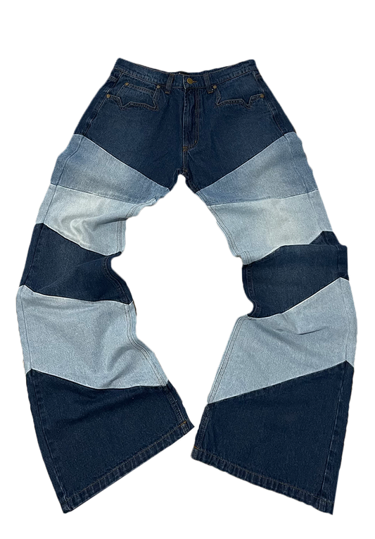 CTK BLUE PATCHED FLARED JEANS